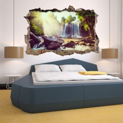 Vinilo Roto 3D Cascada Río