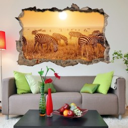 Vinilo Roto 3D Cebras Safari