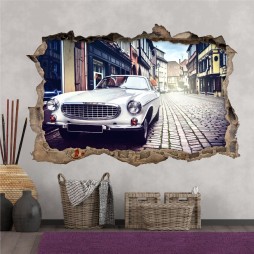 Vinilo Roto 3D Coche Clásico