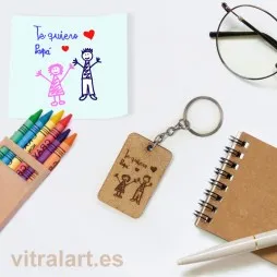 Llavero de Madera con dibujo de los peques