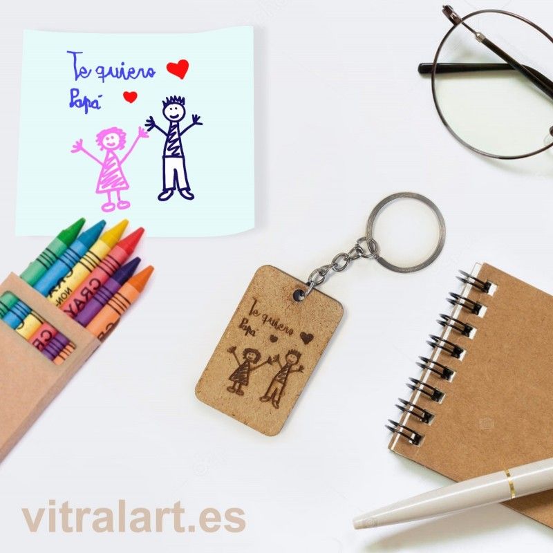 Llavero de Madera con dibujo de los peques