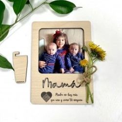 Marco portafotos personalizado sobremesa e imán de Madera natural