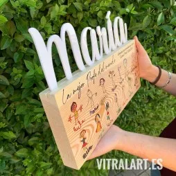 Bloque de Madera Profes con los Dibujos de los Alumnos