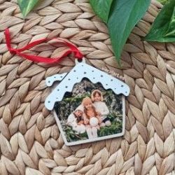 Bola de navidad foto casita de madera