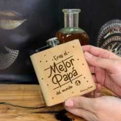 Petaca personalizada de bambú y acero inoxidable