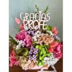 Caja de Flores Preservadas "Gracias Profe" con Topper