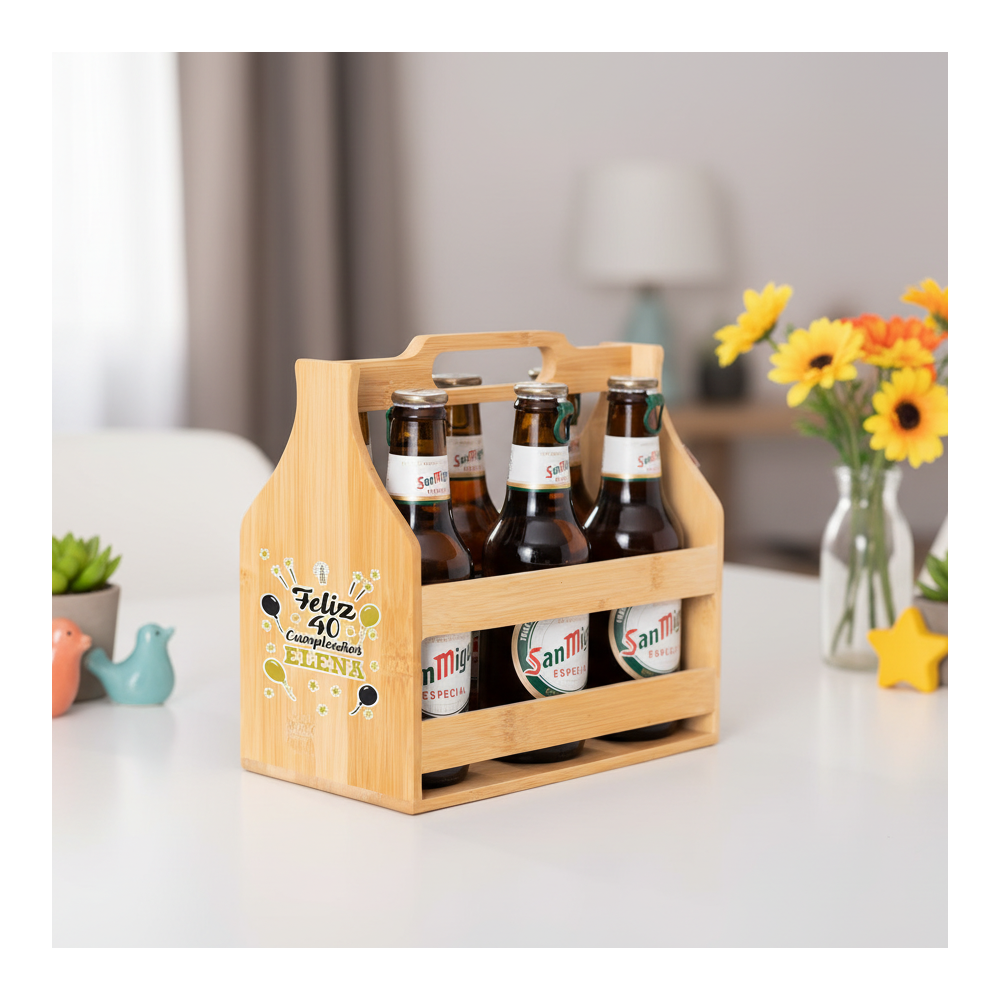 Cesta de Madera para Cervezas – Personalizable