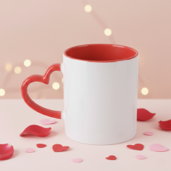 Taza San Valentín con Asa de Corazón Roja