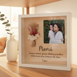 Marco Personalizado para Mamá con Flores Secas y Foto