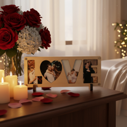 Placa de Madera LOVE Personalizada con Fotos | Regalo Romántico