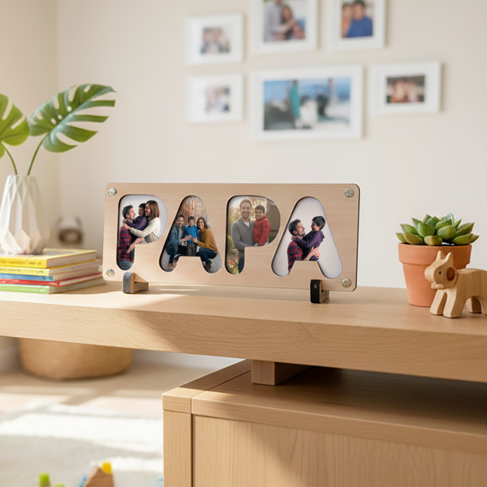 Placa de Madera Papá Personalizada con Fotos | Regalo Original