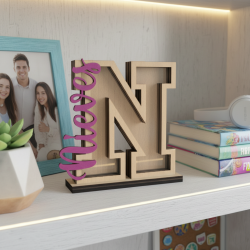 Hucha Personalizada de Madera con Nombre e Inicial | Regalo Infantil