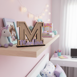 Hucha Personalizada de Madera con Nombre e Inicial | Regalo Infantil