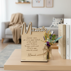 Marco Día de la Madre con Texto Personalizado y Flores Preservadas