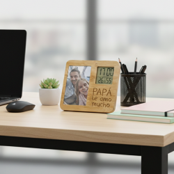 Marco Fotos Reloj Bambú Grabado | Regalo Original Día del Padre