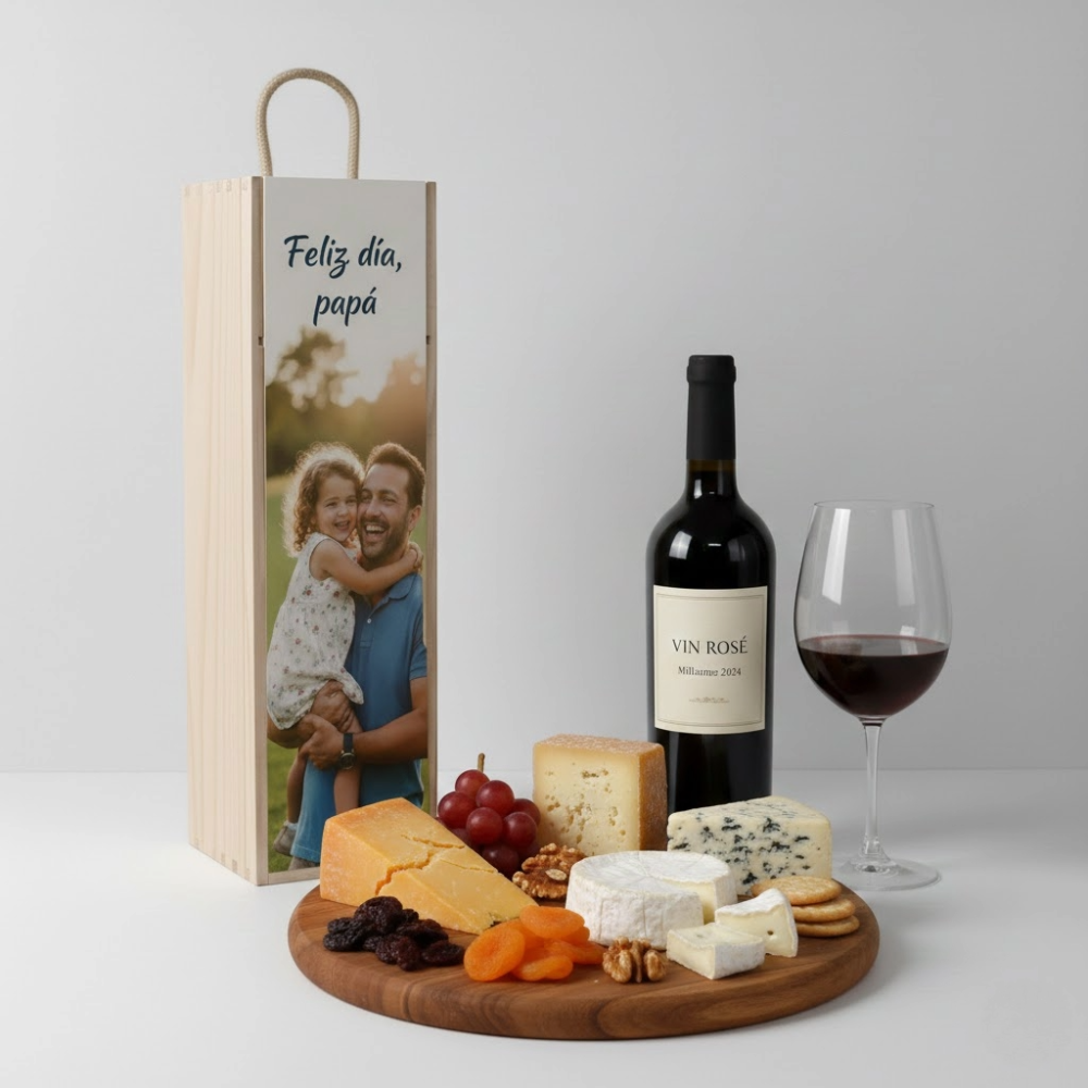 Caja para Vino Personalizada con Foto | Estuche de Madera
