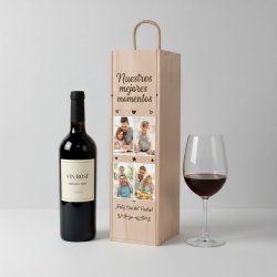 Caja para Vino Personalizada con Foto | Estuche de Madera