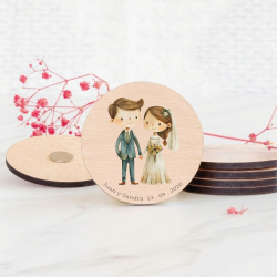 Imán de Madera Personalizado para Bodas y Eventos